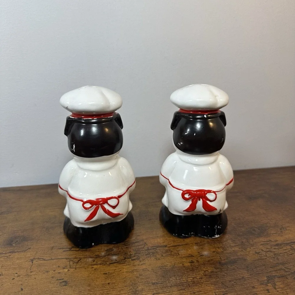 Porky Pig Chef Salt & Pepper Shakers 1950s American Bisque WB Pottery Vtg